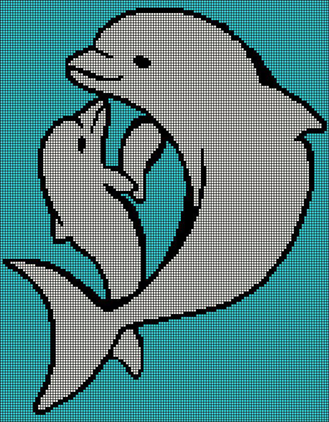 Adult and Baby Dolphin Tunisian Simple Stitch Crochet ...